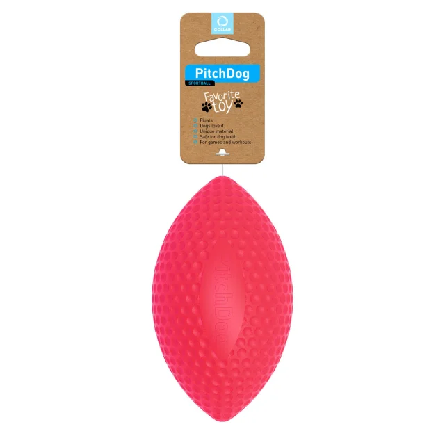 Игровой мяч для апортировки PitchDog для собак, 15×9 см, розовый