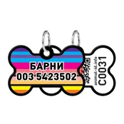 Адресник персональный WAUDOG Smart ID с QR-паспортом, рисунок "Линии 1", 38×25 мм, черный