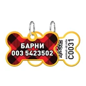 Адресник персональний WAUDOG Smart ID з QR-паспортом, малюнок "Шотландка", 38 × 25 мм, золото
