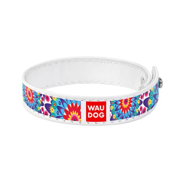 Браслет WAUDOG Design,  с рисунком "Цветы", ширина 15 мм, длина 21-23 см, белый