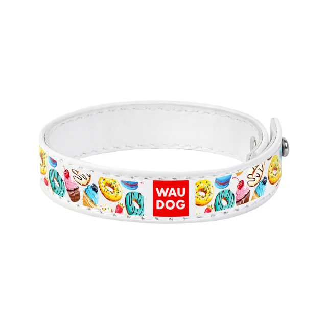 Браслет WAUDOG Design,  с рисунком "Пончики", ширина 15 мм, длина 21-23 см, белый