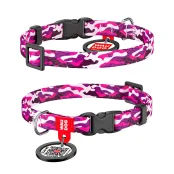 Ошейник WAUDOG Nylon с QR паспортом, рисунок "Розовый камо" ширина 10 мм, длина 20-30 см