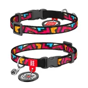 Нашийник для кішок WAUDOG Nylon з QR паспортом, малюнок "Графіті" ширина 10 мм, довжина 20-30 см