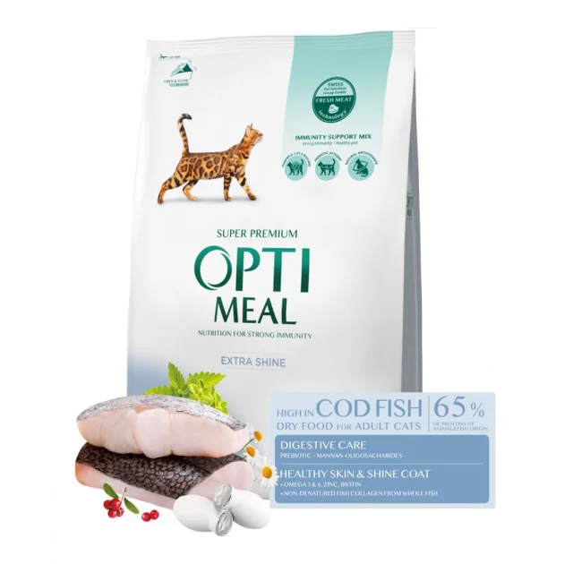 Сухой корм Optimeal для взрослых кошек, с треской, 4 кг