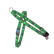 Шлея с ручкой Waudog Nylon для собак, с QR паспортом, рисунок этно зеленый, 20 мм, 45-65/55-80 см