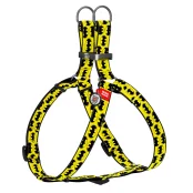 Шлея Waudog Nylon для собак, с QR паспортом, рисунок Бэтмен Лого, желтый, 15 мм, 40-55 см