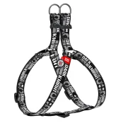 Шлея Waudog Nylon для собак, с QR паспортом, рисунок Темный рыцарь, серый, 20 мм, 50-80 см