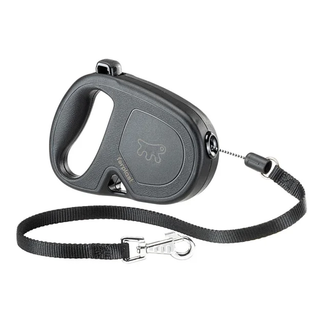 Рулетка-поводок Ferplast Flippy One Cord для собак, з шнуром, розмір S, чорний, 14.7×3×10 см
