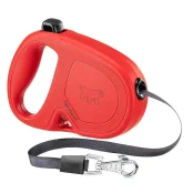 Рулетка-поводок Ferplast Flippy One Tape для собак, зі стрічкою, розмір S, червоний, 14.7×3×10 см