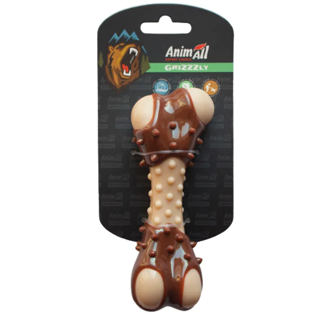 Игрушка AnimAll GrizZzly косточка с ароматом мяса, 13.5 см, коричневая