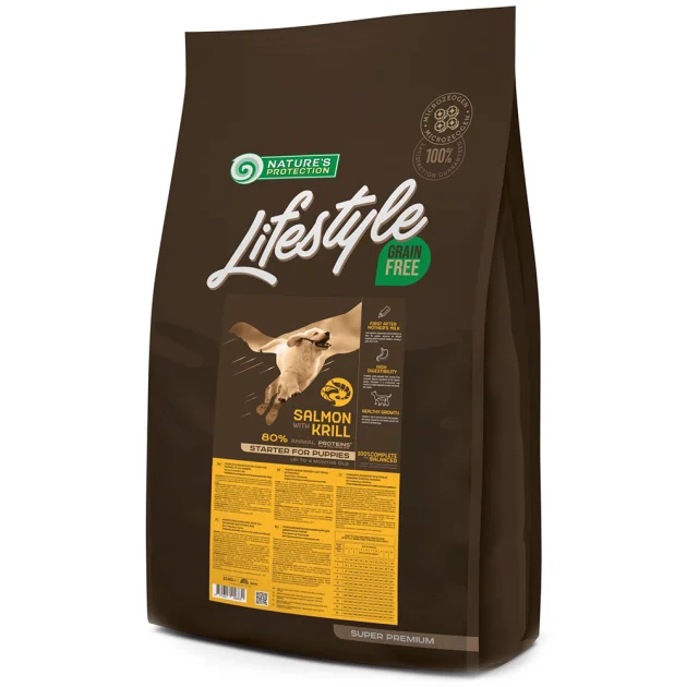 Сухой корм Nature's Protection Lifestyle Grain Free Starter для щенков, с лососем и крилем, 10 кг