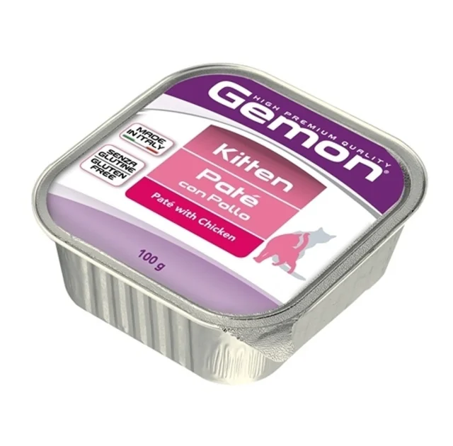 Влажный корм Gemon Cat Kitten, для котят, паштет с курицей, 100 г