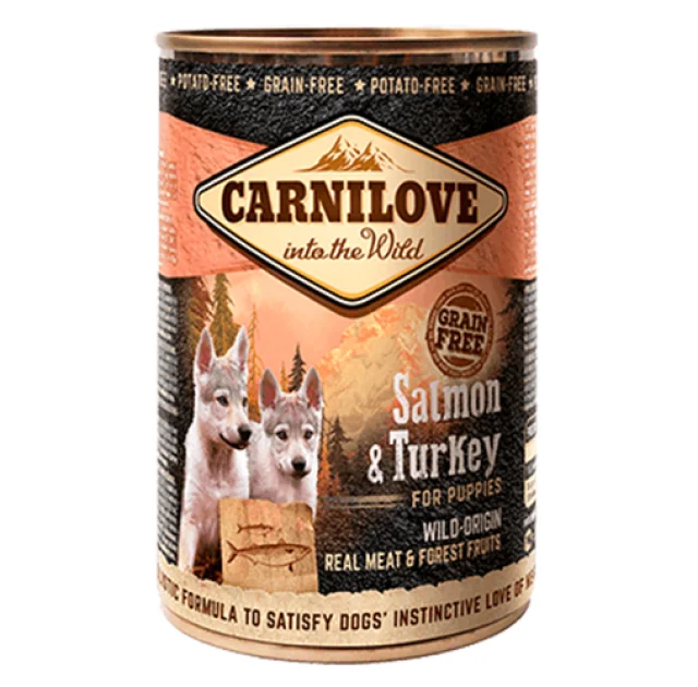 Консерва Carnilove Salmon and Turkey, для щенков, с лососем и индейкой, 400 г