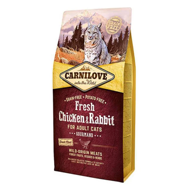 Сухой корм Carnilove Fresh Chicken & Rabbit for Adult cats, для кошек, с курицей и кроликом, 6 кг