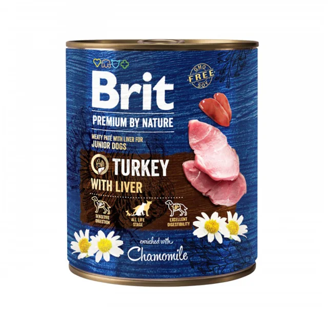 Консервы Brit Premium by Nature, для собак, индюшатина с индюшиной печенью, 800 г