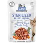 Вологий корм Brit Care Cat pouch, для стерилізованих кішок, філе качки та індички в желе, 85 г