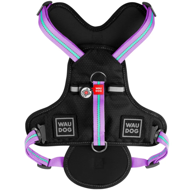 Шлея Waudog Nylon для собак, безопасная, фиолетовый, 25 мм, размер L, 55-85 см, 65-85 см