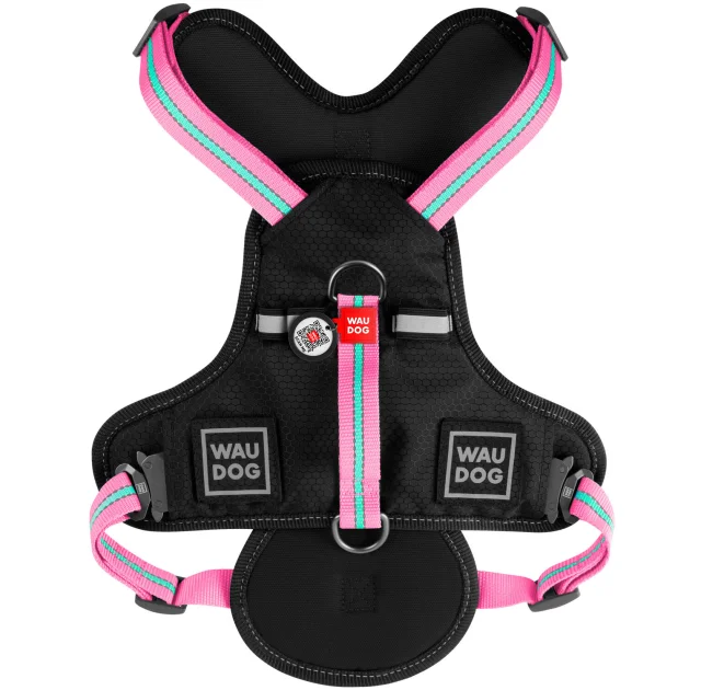 Шлея Waudog Nylon для собак, безопасная, розовый, 25 мм, размер XL, 60-95 см, 80-100 см