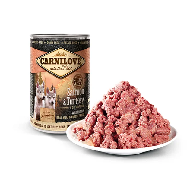 Консерва Carnilove Salmon and Turkey, для щенков, с лососем и индейкой, 400 г