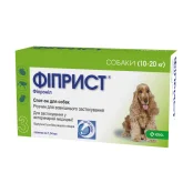 Краплі KRKA Фіпріст Спот-Он від бліх і кліщів для собак вагою 10-20 кг, 1.34 мл×3 піпетки