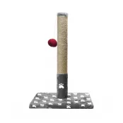 Драпак Cristel для кошек на квадратной подставке, сизаль, принт следы, серо-белый, 40 × 35 × 65 см