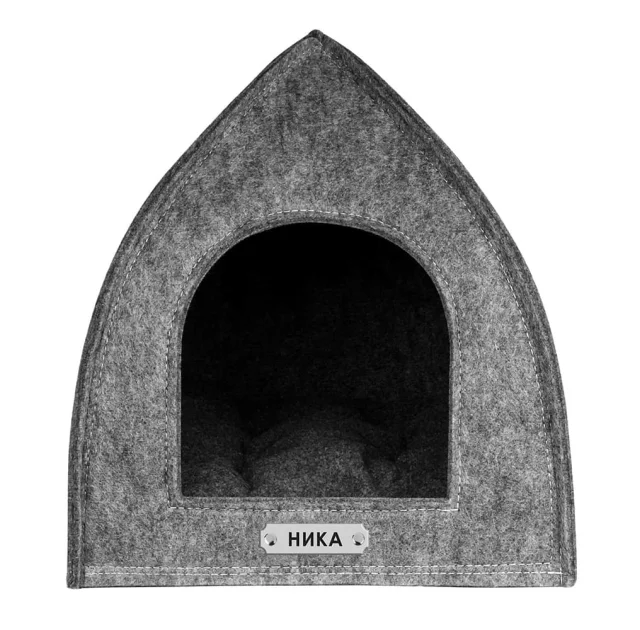 Домик BronzeDog для кошек и собак в форме палатки, серый, 35×35×36 см