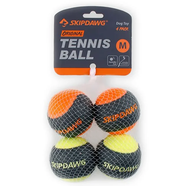 Набор мячей для собак BronzeDog Skipdawg tennis ball, с пищалкой, 4 штуки по 6.4 см