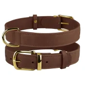 Ошейник BronzeDog Crazy, для собак, кожаный, коньяк, 30-39×2 см