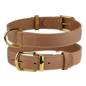 Ошейник BronzeDog Crazy, для собак, кожаный, светло-коричневый, 38-49×2.5 см