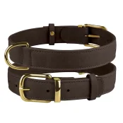 Ошейник BronzeDog Crazy, для собак, кожаный, тёмно-коричневый, 46-60×3 см