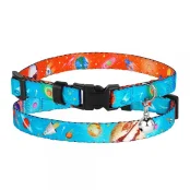 Нашийник BronzeDog Urban Cosmos, для котів, нейлоновий, дзвіночок, блакитний, 18-28×1 см