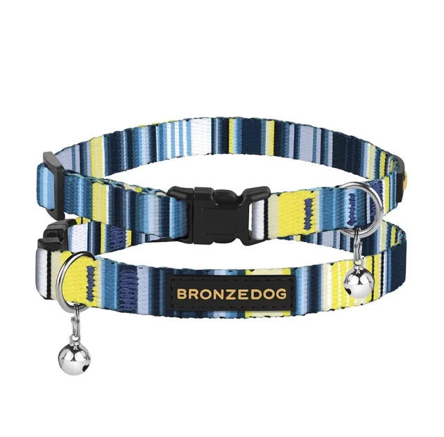 Нашийник BronzeDog Urban West, для котів, нейлоновий, дзвіночок, синій, 18-28×1 см