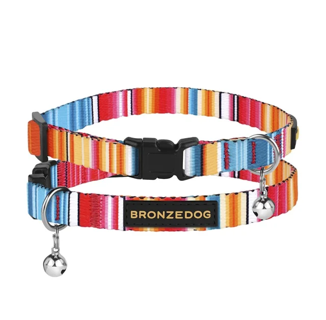 Нашийник BronzeDog Urban West, для котів, нейлоновий, дзвіночок, червоний, 18-28×1 см