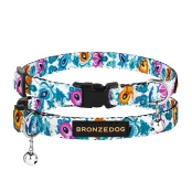 Нашийник BronzeDog Urban Folk, для котів, нейлоновий, дзвіночок, фастекс пластиковий, білий, 18-28×1 см