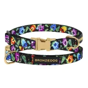 Ошейник BronzeDog Urban Folk, для собак и кошек, нейлоновый, фастекс металлический, чёрный, 18-28×1 см