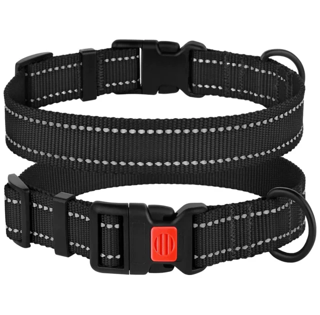 Нашийник BronzeDog Active, для собак, нейлоновий, фастекс пластик, чорний, 35-53×2.5 см