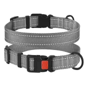 Ошейник BronzeDog Active, для собак, нейлоновый, фастекс пластик, серый, 35-53×2.5 см