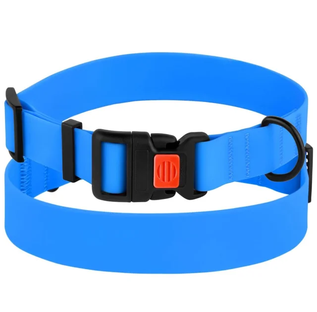 Ошейник BronzeDog Active, для собак, водоотталкивающий, фастекс пластик, голубой, 35-53×2.5 см