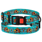 Ошейник BronzeDog Urban, для собак, нейлоновый, фастекс пластиковый, принт маски, ментол, 35-53×2.5 см