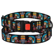 Ошейник BronzeDog Urban, для собак, нейлоновый, фастекс пластиковый, принт маски, чёрный, 43-66×2.5 см