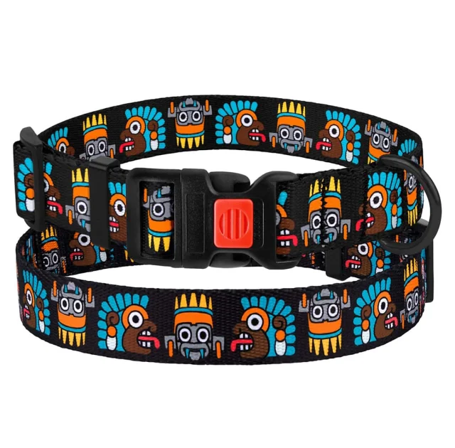 Ошейник BronzeDog Urban, для собак, нейлоновый, фастекс пластиковый, принт маски, чёрный, 43-66×2.5 см