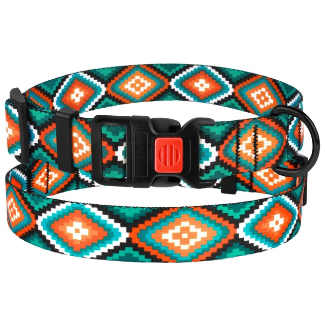 Ошейник BronzeDog Urban, для собак, нейлоновый, фастекс пластиковый, принт ромбы, 43-66×2.5 см