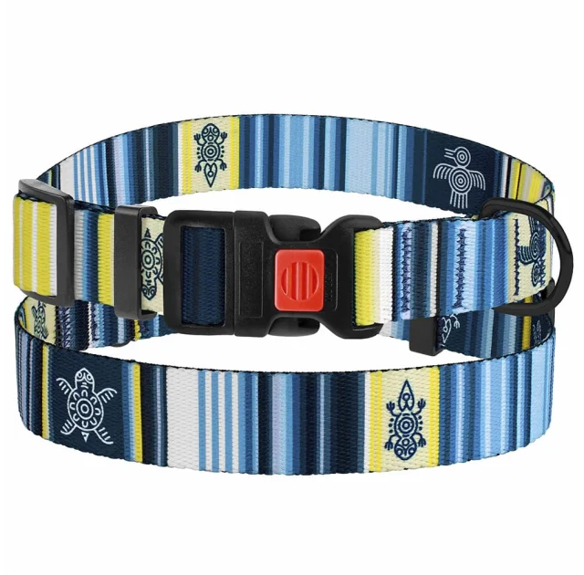 Ошейник BronzeDog Urban West, для собак, нейлоновый, фастекс пластиковый, синий, 43-66×2.5 см