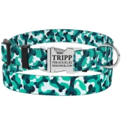 Ошейник BronzeDog Urban Camo, для собак, нейлоновый, фастекс металлический, бирюзовый, 25-33×1.6 см