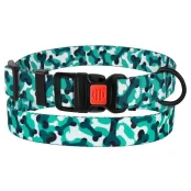 Ошейник BronzeDog Urban Camo, для собак, нейлоновый, фастекс пластиковый, бирюзовый, 30-40×2 см