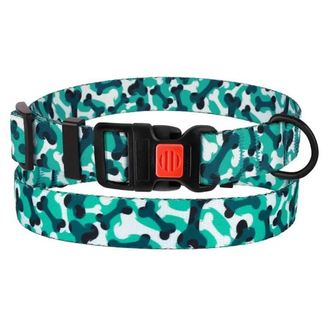 Ошейник BronzeDog Urban Camo, для собак, нейлоновый, фастекс пластиковый, бирюзовый, 30-40×2 см