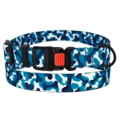 Ошейник BronzeDog Urban Camo, для собак, нейлоновый, фастекс пластиковый, голубой, 35-53×2.5 см
