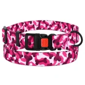 Ошейник BronzeDog Urban Camo, для собак, нейлоновый, фастекс пластик, принт кость, розовый, 35-53×2.5 см
