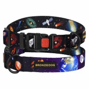 Ошейник BronzeDog Urban Cosmos, для собак, нейлоновый, фастекс пластиковый, чёрный, 25-33×1.6 см