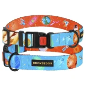 Ошейник BronzeDog Urban Cosmos, для собак, нейлоновый, фастекс пластиковый, голубой, 30-40×2 см